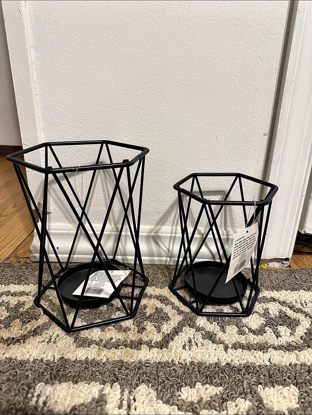 Black Geometric Wire Baskets Set of 2